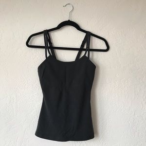 Lucy black workout tank with built-in bra.